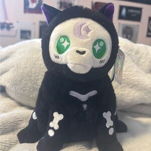 Black Cat skeleton squishable plush
